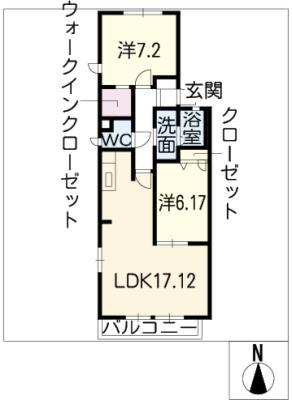ディアス城山(2LDK/1階)の間取り写真