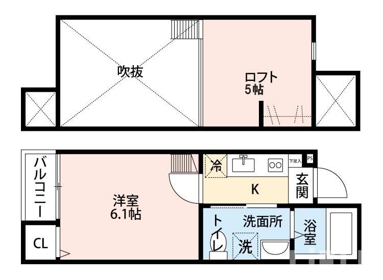 リアンM(1K/1階)の間取り写真