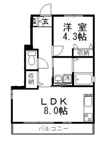 ソレイユII(1LDK/1階)の間取り写真