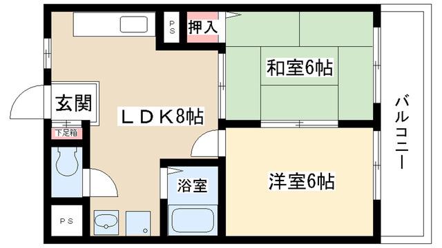 ムーハウス(2LDK/2階)の間取り写真