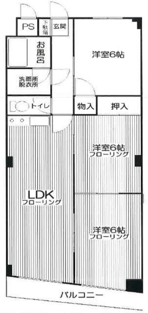 東秋山ビル(3LDK/2階)の間取り写真