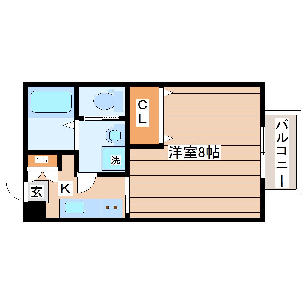 クローバーリラ(1K/1階)の間取り写真