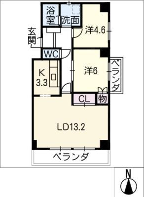 セントラルシティとよはし(2LDK/10階)の間取り写真