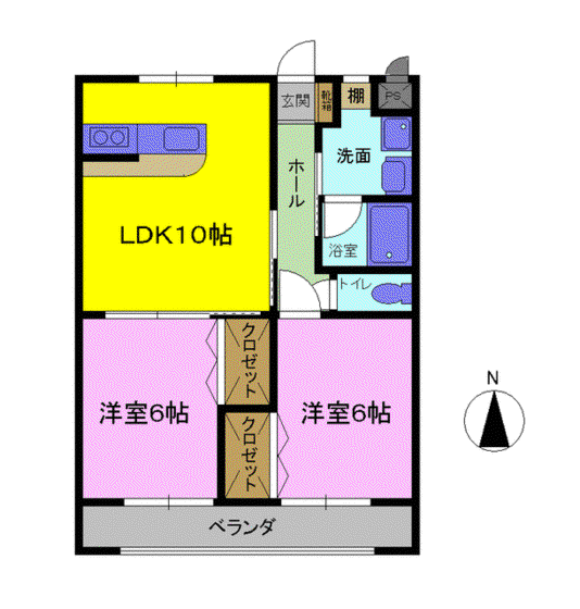 パークタウン畑中 NM棟(2LDK/1階)の間取り写真