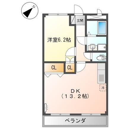 アプリコット・ハウス(1LDK/1階)の間取り写真