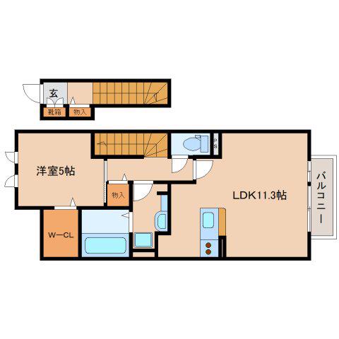 セジュール恋の窪(1LDK/2階)の間取り写真