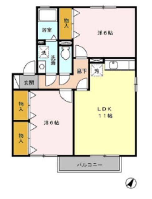 ウール クロッシェ A/B/C(2LDK/1階)の間取り写真