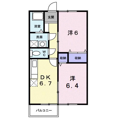 ブライトプラッツA(2DK/2階)の間取り写真
