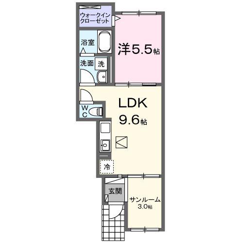 ウィステリアACE(1LDK/1階)の間取り写真
