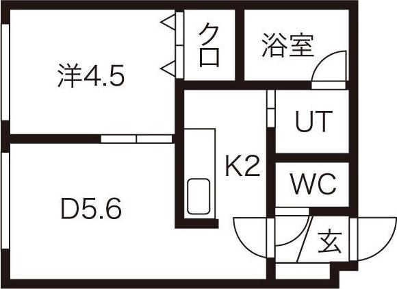 ローヤルハイツ水車町(1DK/2階)の間取り写真