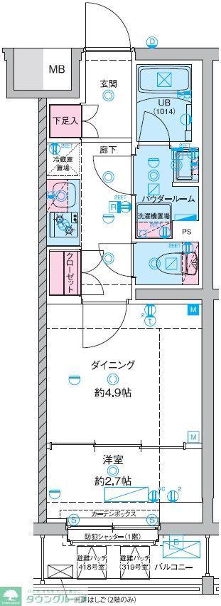 GENOVIA竹ノ塚(1DK/1階)の間取り写真