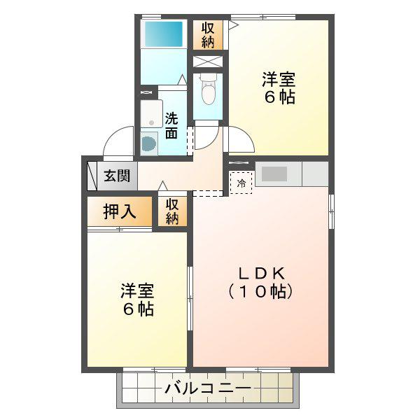 GENESIS B(2LDK/2階)の間取り写真
