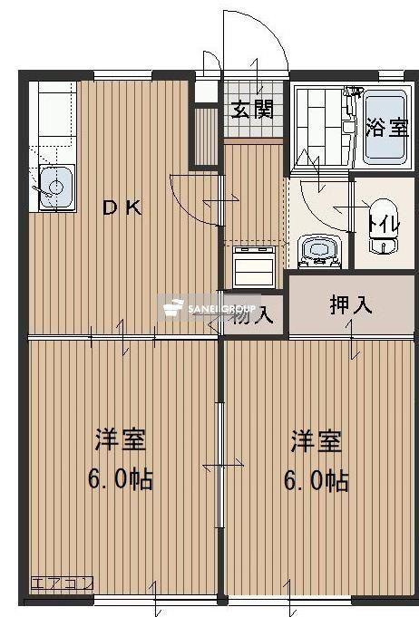 サンハイツ(2DK/1階)の間取り写真