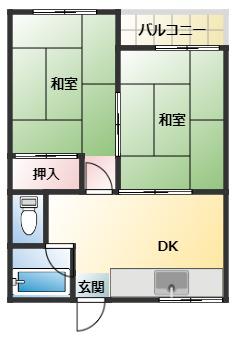 メゾンタカダ(2DK/1階)の間取り写真