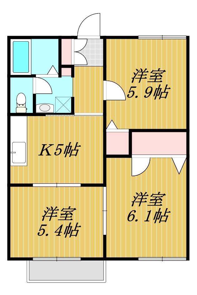 サンヴィレッジ B(3DK/2階)の間取り写真