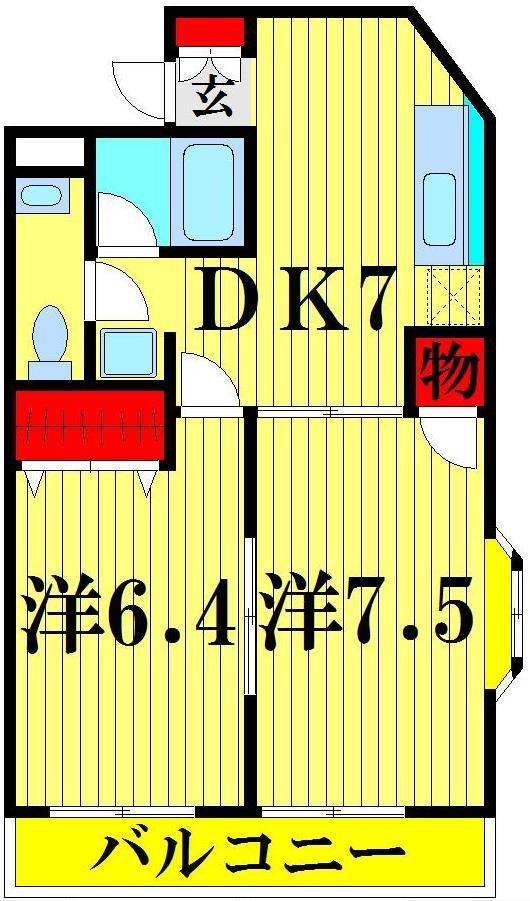 コーポハマ氷川(2DK/1階)の間取り写真
