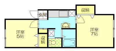 三千刈NKハイツA(2K/2階)の間取り写真