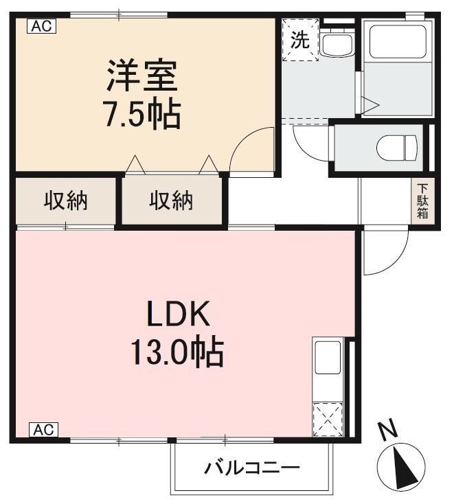 サンライズ96 A・B棟(1LDK/1階)の間取り写真