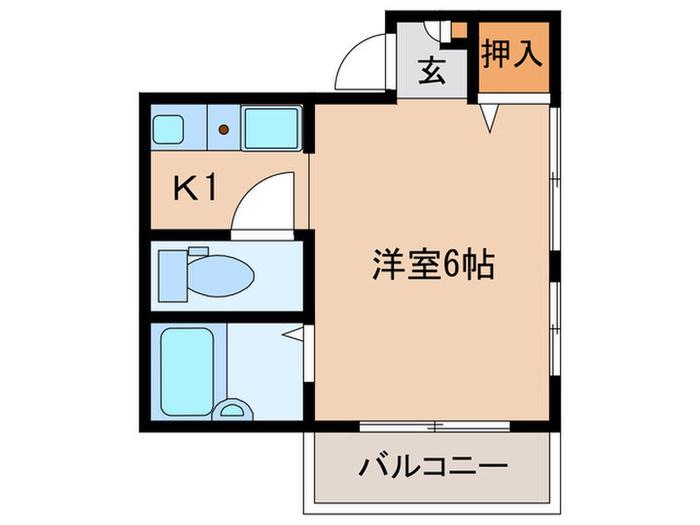 メープルハイム(1K/1階)の間取り写真