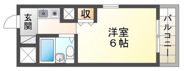 スカイコート姫路(ワンルーム/2階)の間取り写真