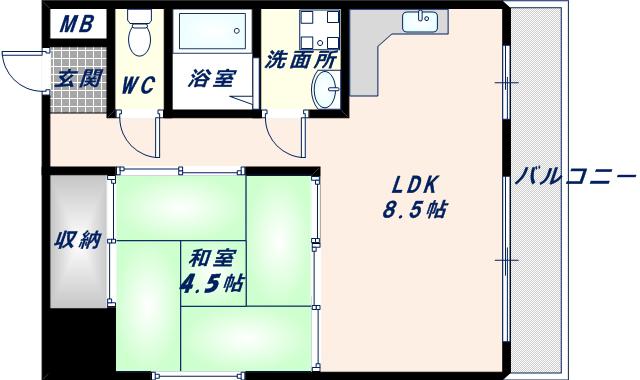 クロワールレジデンス新今里公園(1LDK/6階)の間取り写真