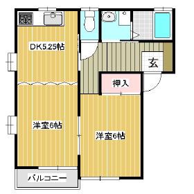 マイスター飯田(2DK/2階)の間取り写真