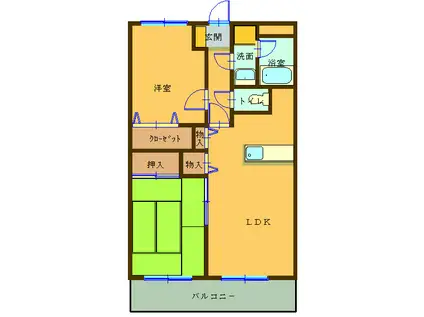川田マンション(2LDK/2階)の間取り写真