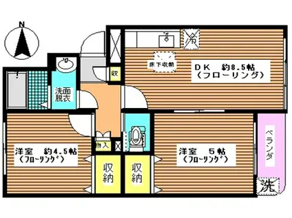 東砂5丁目ハイツ(2DK/1階)の間取り写真