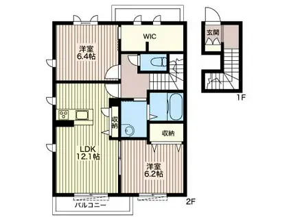リヴィエール(2LDK/2階)の間取り写真
