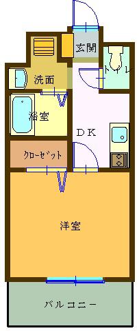 東急東横線 綱島駅 徒歩10分 3階建 築21年(1K/2階)の間取り写真