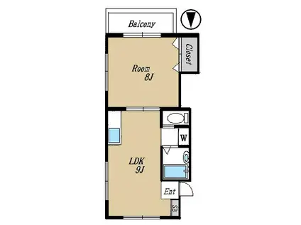 ウィング西原(1LDK/2階)の間取り写真