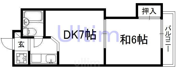 ヴィラビアンカ(2K/4階)の間取り写真