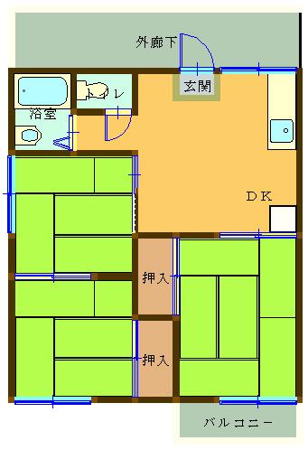 コーポ行友A(3DK/2階)の間取り写真