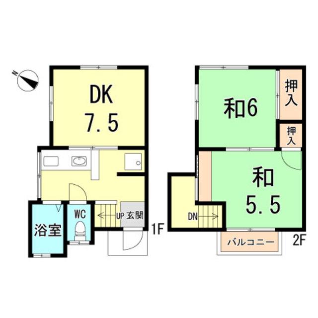 メゾン千鳥(2DK/1階)の間取り写真