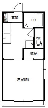ロイヤル大嶋B(1K/1階)の間取り写真