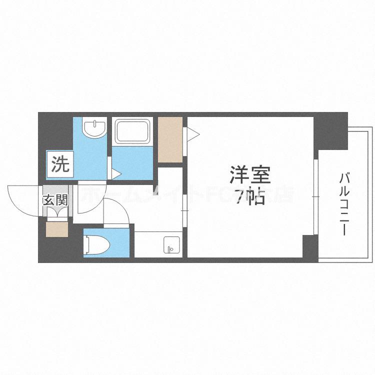 S-RESIDENCE福島GRANDE(1K/3階)の間取り写真