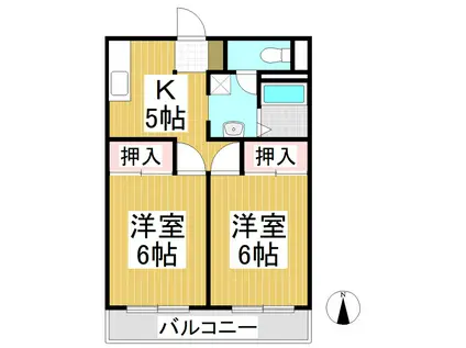 コーポラス桜井1(2K/1階)の間取り写真