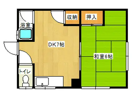 宍戸アパート(1DK/2階)の間取り写真