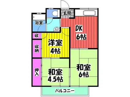 ハイツ古石(3DK/1階)の間取り写真