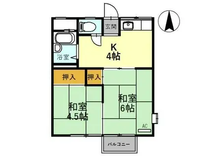 ハイツ水越 A棟(2K/2階)の間取り写真