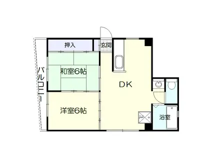 カペラホリエ(2DK/2階)の間取り写真