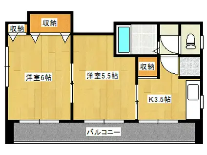 ホウムズビル(2K/3階)の間取り写真