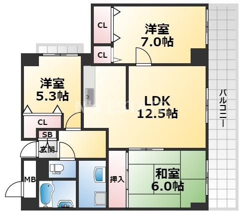 シティ南落合(3LDK/4階)の間取り写真
