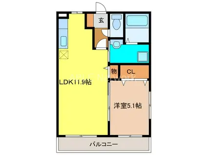 パークマンション旭駅前I(1LDK/1階)の間取り写真