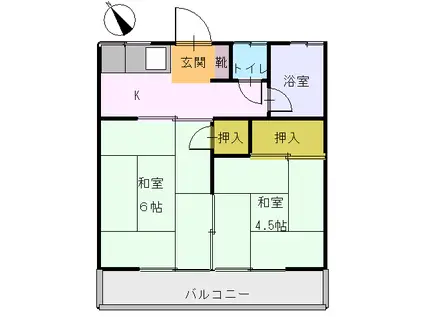 第1和田荘(2K/2階)の間取り写真