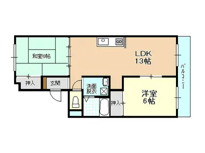 トリバンベール北都(2LDK/3階)の間取り写真