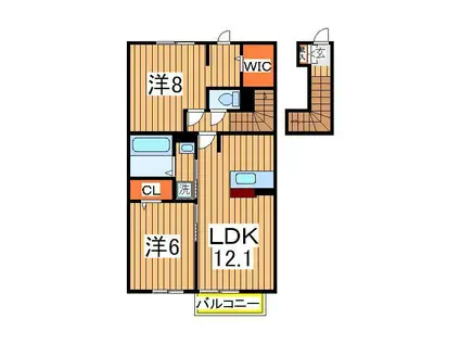 キャトルセゾン F(2LDK/2階)の間取り写真