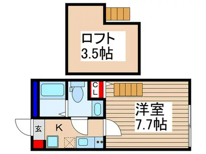 BEST STAGE GARDEN 鶴瀬東(1K/2階)の間取り写真