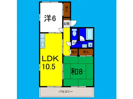 セジュール濱田II(2LDK/2階)の間取り写真