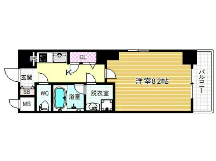 エイペックス梅田東(1K/8階)の間取り写真